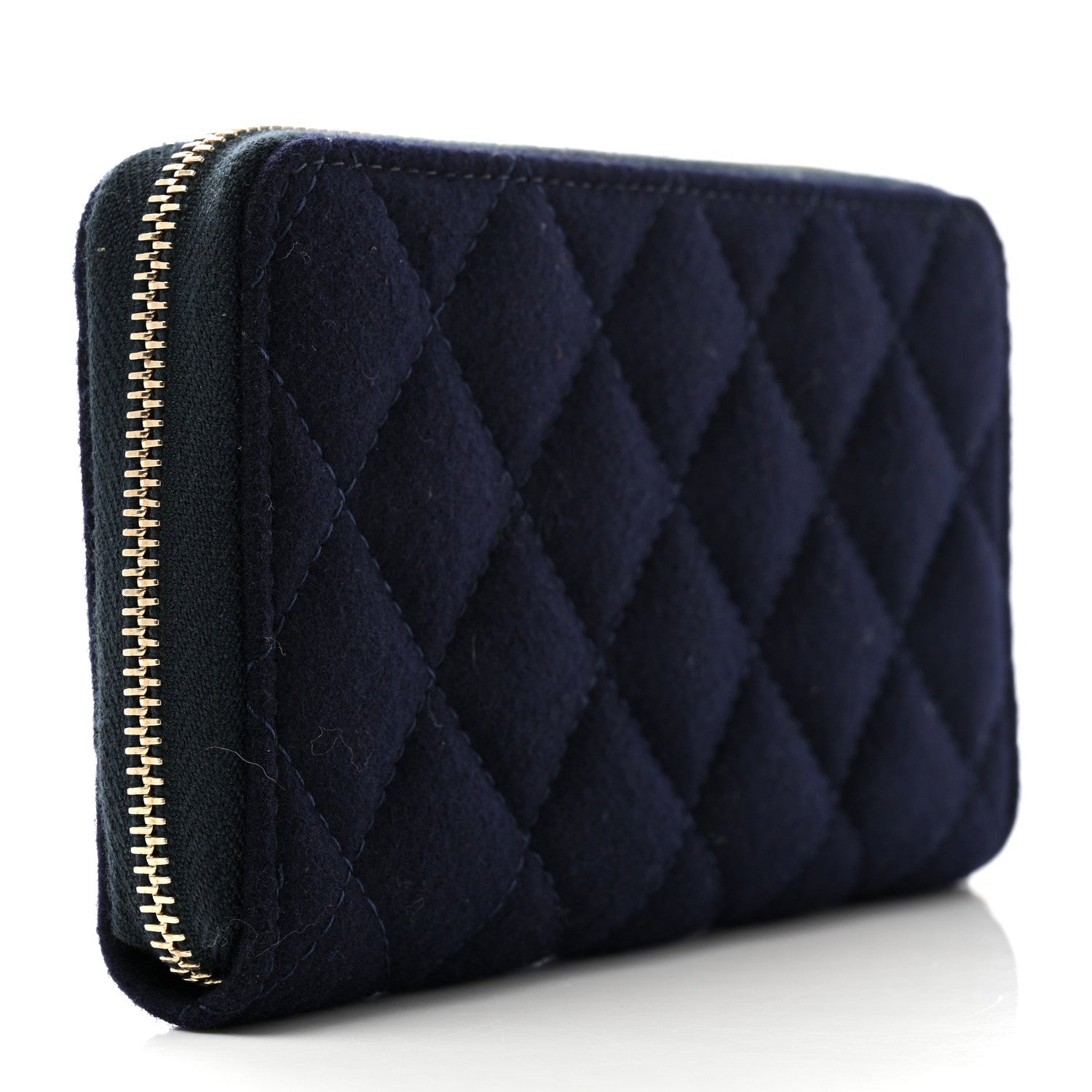 Chanel Felt Quilted Paris-Hamburg Charms Zip Around Wallet Dark Navy 3 of 10