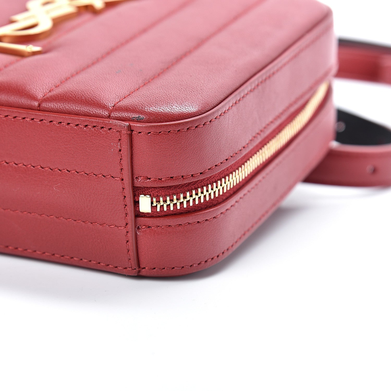 Saint Laurent Lambskin Matelasse Vicky Monogram Belt Bag Eros Red 10 of 12