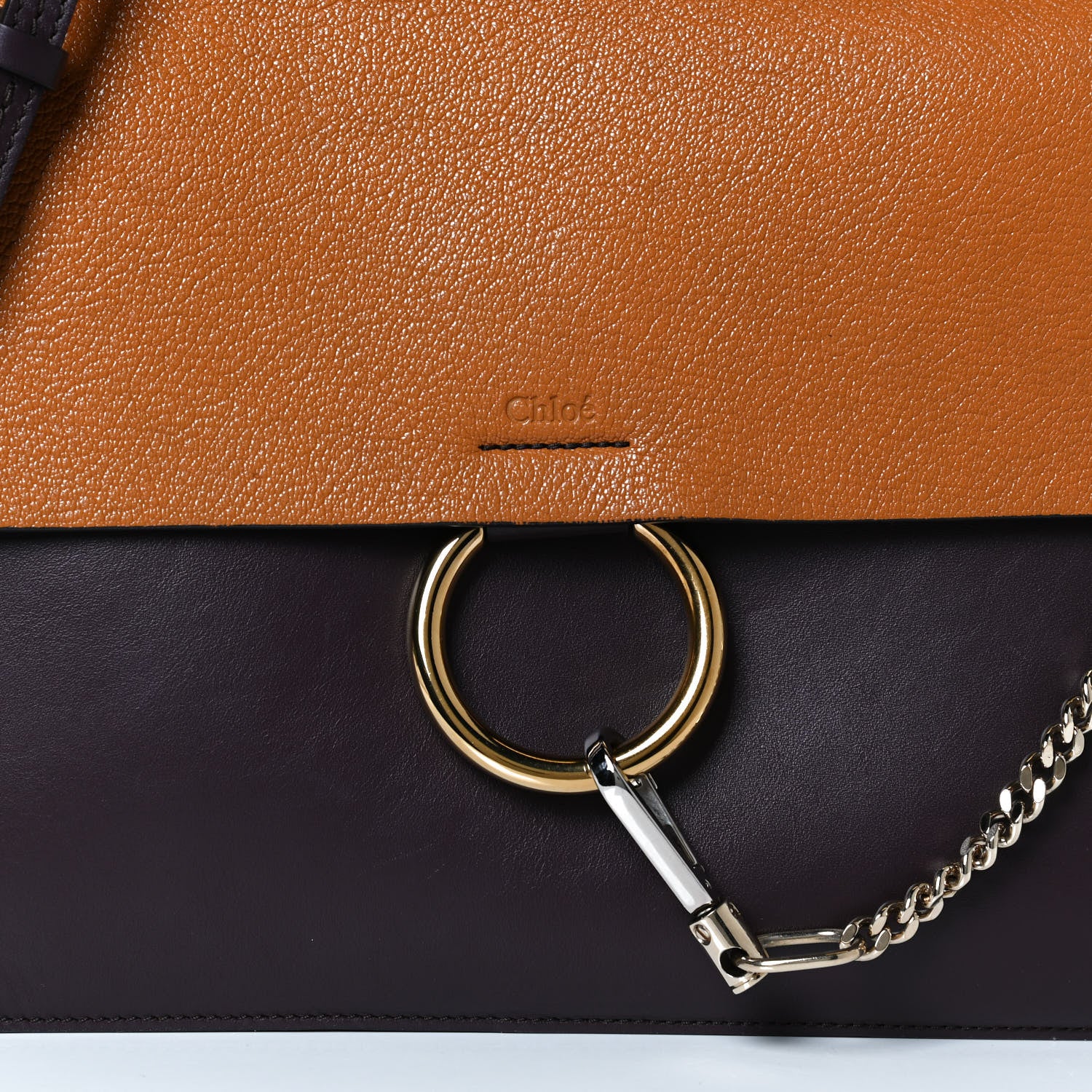 Chloe Goatskin Smooth Calfskin Medium Faye Shoulder Bag Brown Purple 6 of 11