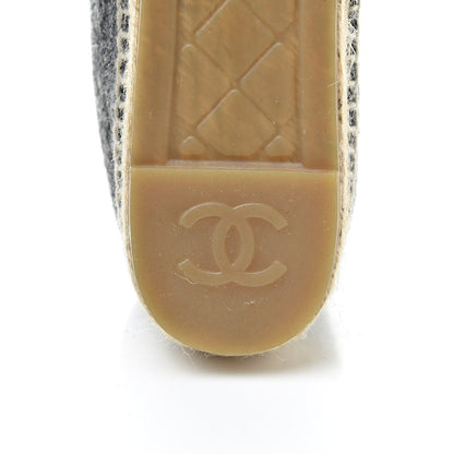 Chanel Tweed Velvet CC Espadrilles 37 Grey Black 8 of 10