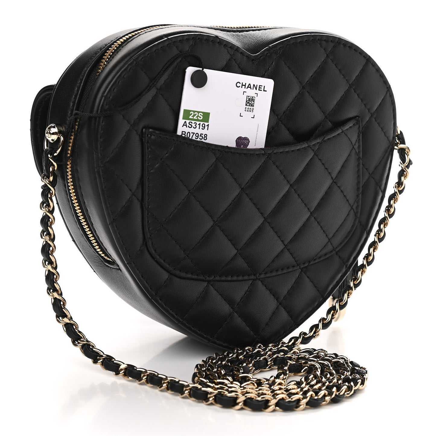 Lambskin Quilted CC In Love Heart Bag Black