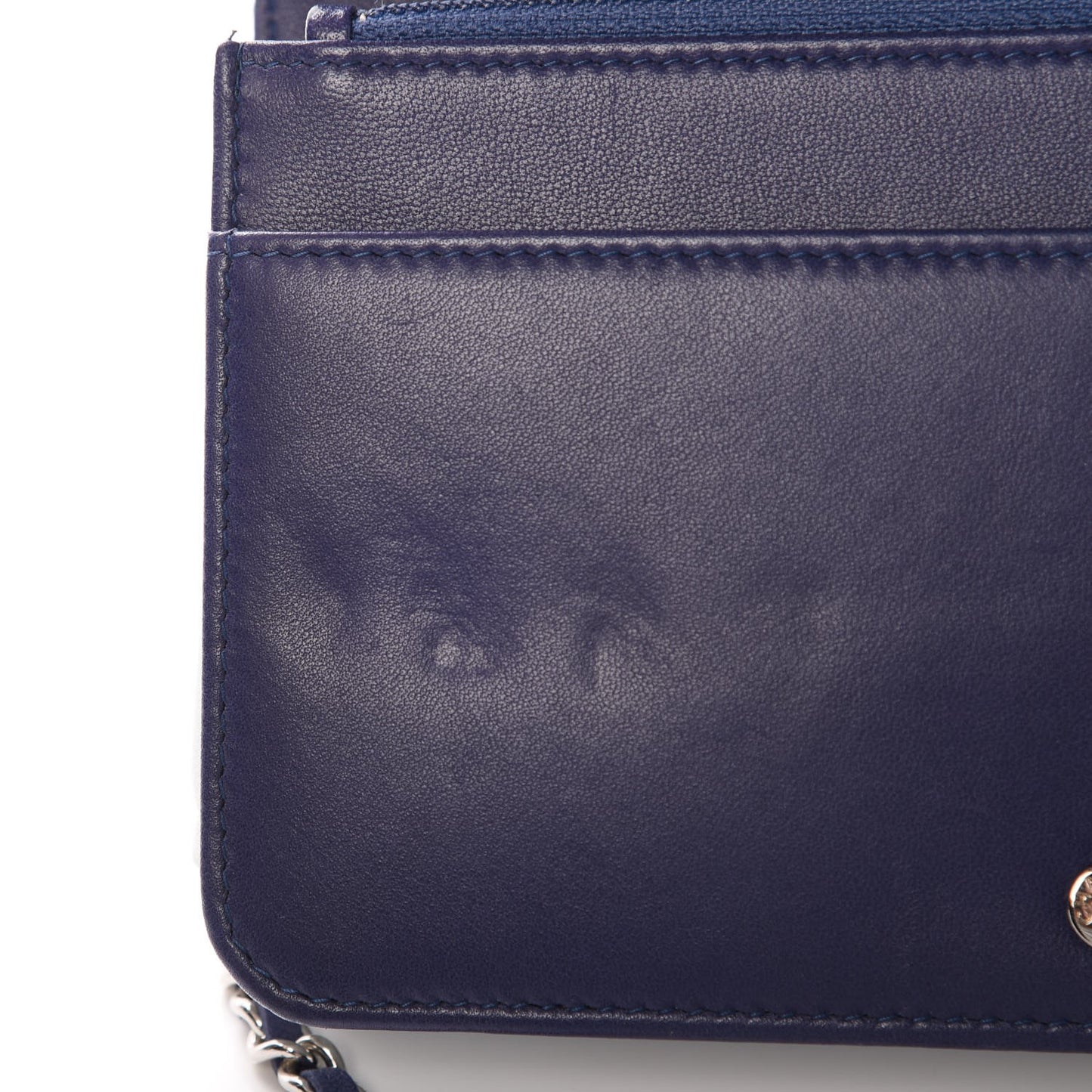 Lambskin Quilted Degrade Wallet On Chain WOC Purple White