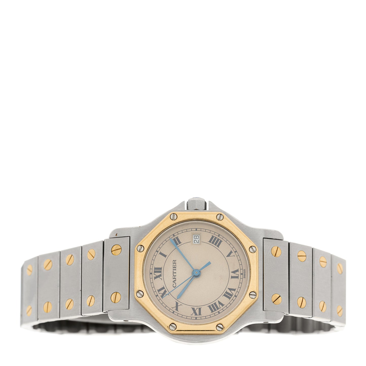 Stainless Steel 18K Yellow Gold 29mm Santos Octagon Quartz Watch
