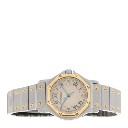 Cartier Stainless Steel 18K Yellow Gold 29mm Santos Octagon Quartz Watch 2 of 4