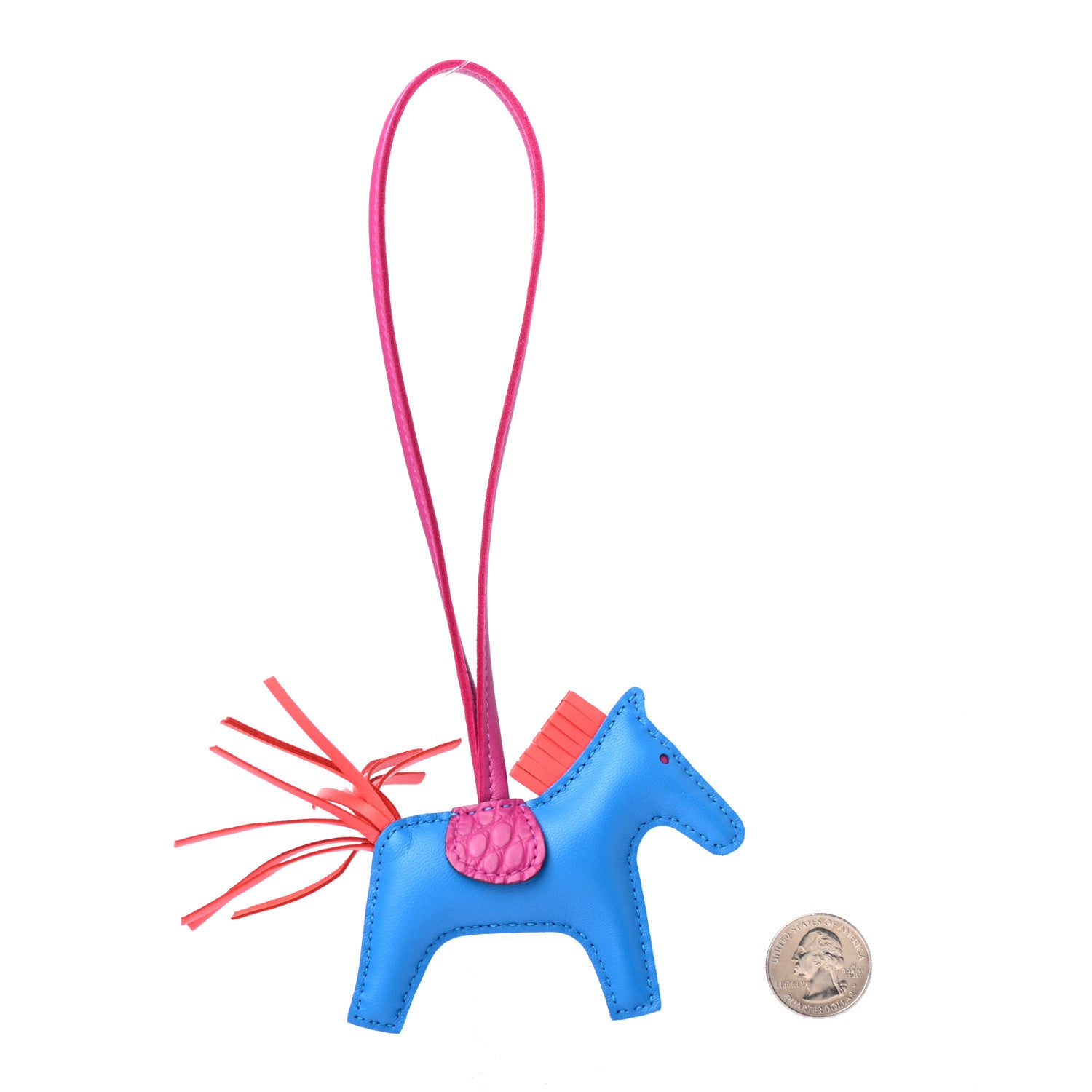 Hermes Milo Lambskin Matte Alligator Touch Grigri Rodeo Horse Bag Charm PM Bleu France Orange Poppy Framboise 2 of 4