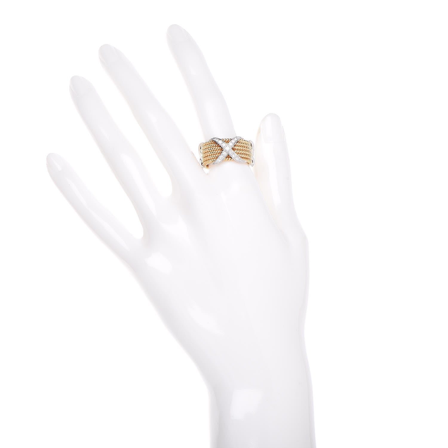 Tiffany 18K Yellow White Gold Diamond Schlumberger Six Rope X Ring 56 7.5 2 of 4