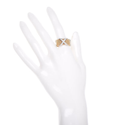 Tiffany 18K Yellow White Gold Diamond Schlumberger Six Rope X Ring 56 7.5 2 of 4