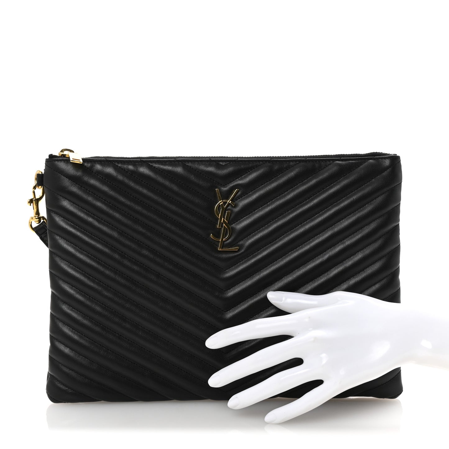 Calfskin Matelasse Monogram Cassandre Tablet Pouch Black