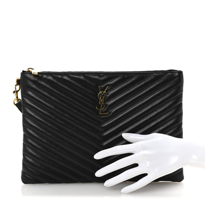 Saint Laurent Calfskin Matelasse Monogram Cassandre Tablet Pouch Black 3 of 14
