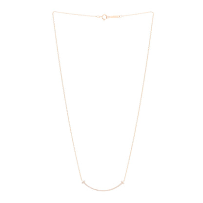 Tiffany 18K Rose Gold Diamond Small T Smile Pendant Necklace 3 of 4