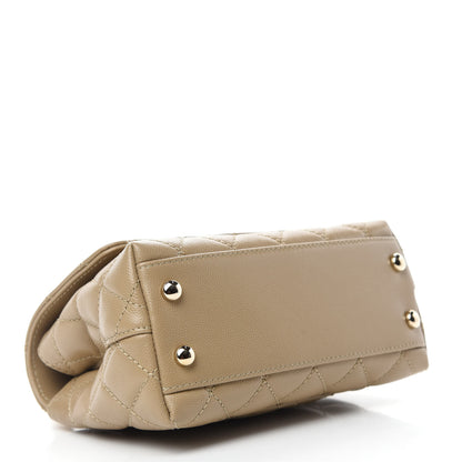 Chanel Caviar Lizard Embossed Quilted Extra Mini Coco Handle Flap Dark Beige 4 of 11