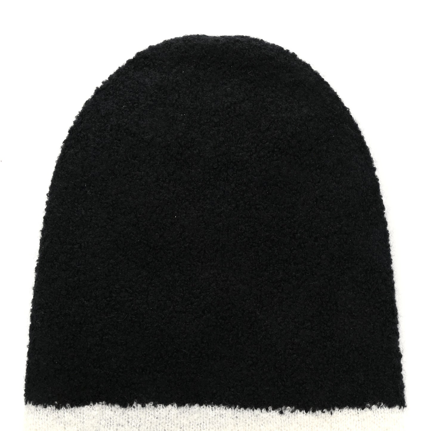 Cashmere Silk CC Beanie Hat Black White