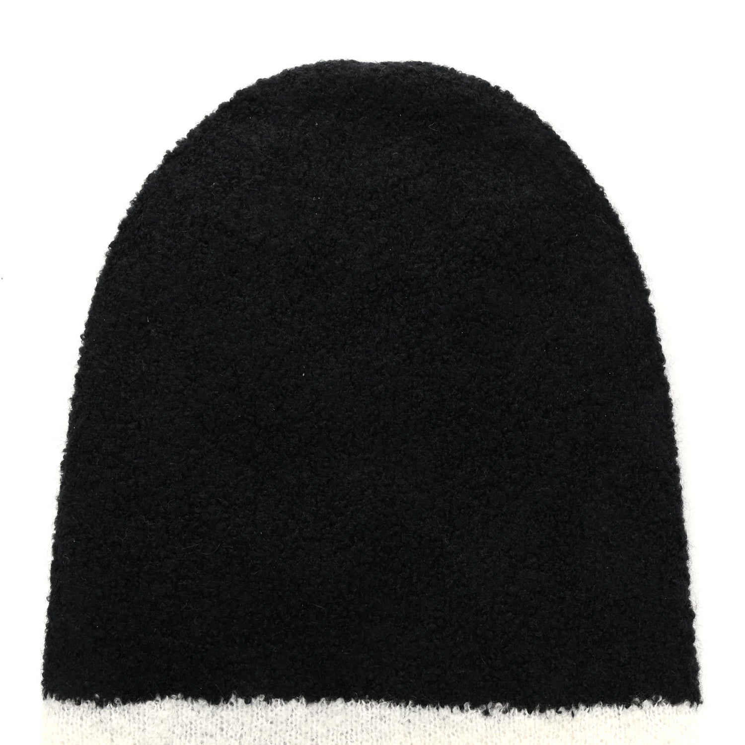 Chanel Cashmere Silk CC Beanie Hat Black White 3 of 5