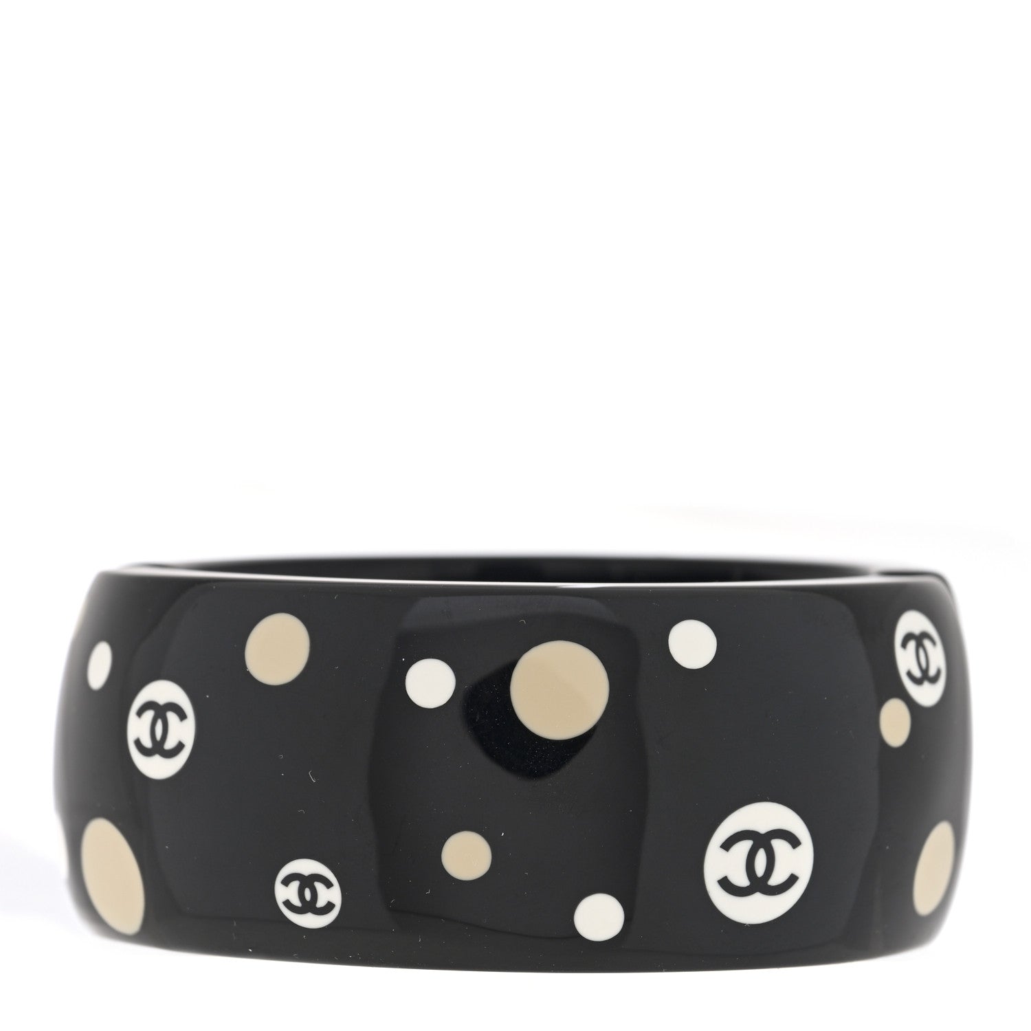 Chanel Resin Polka Dot CC Cuff Black 1 of 4