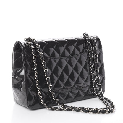 Chanel Striated Patent Quilted Jumbo Double Flap Black 2 of 9
