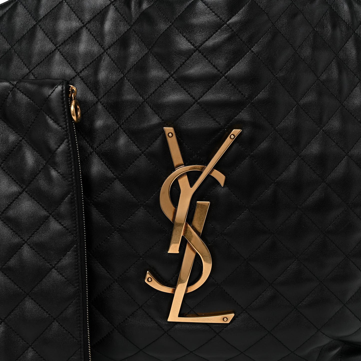 Lambskin Quilted Maxi Icare Shopping Tote Black