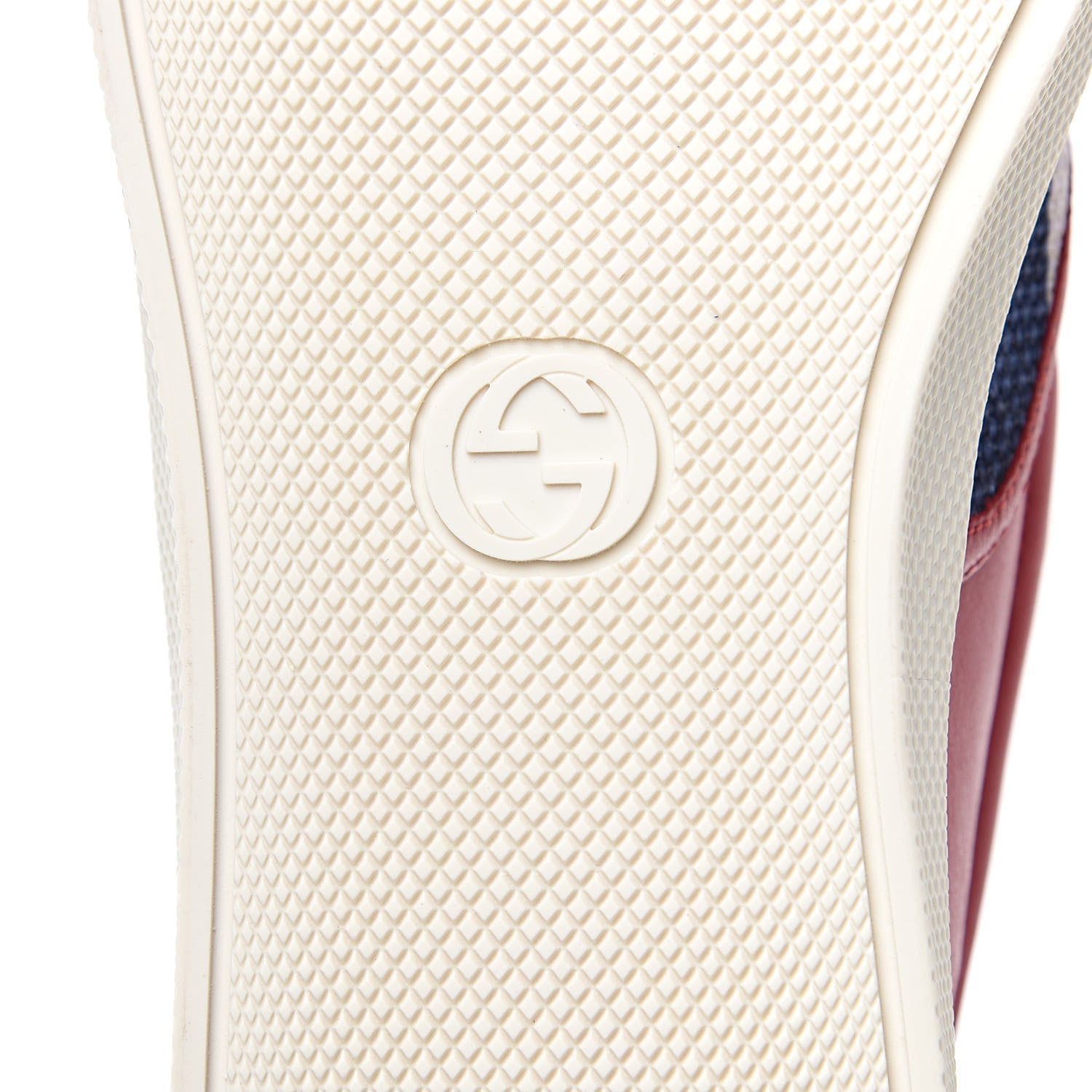 Gucci Canvas Sylvie Stripe Logo Mens Dublin Slip On Sneakers 9.5 Mystic White Hibiscus Red Maritime 7 of 9