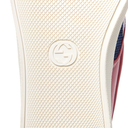 Gucci Canvas Sylvie Stripe Logo Mens Dublin Slip On Sneakers 9.5 Mystic White Hibiscus Red Maritime 7 of 9