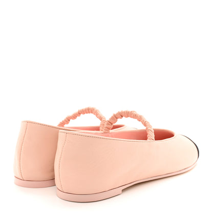 Chanel Lambskin Grosgrain Cap Toe CC Ballerina Flats With Leg Warmers 38 Pink 4 of 14