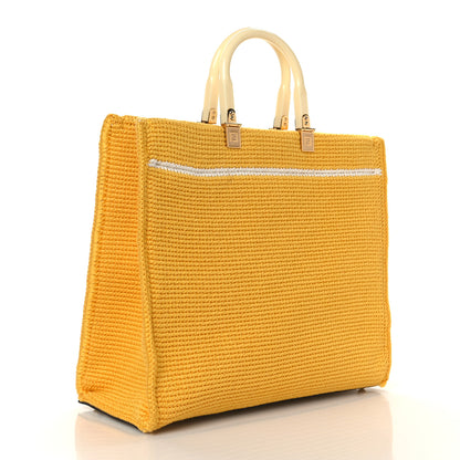 Fendi Crochet Vitello King Logo Plexiglass Medium Fendi Sunshine Shopper Tote Mimosa Panna 2 of 9