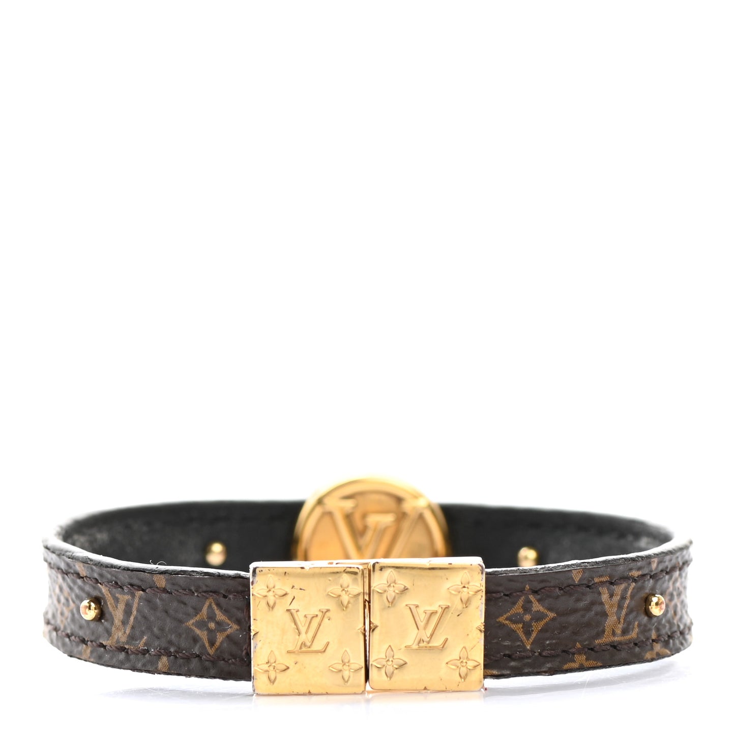 Monogram LV Circle Reversible Bracelet 17 Black