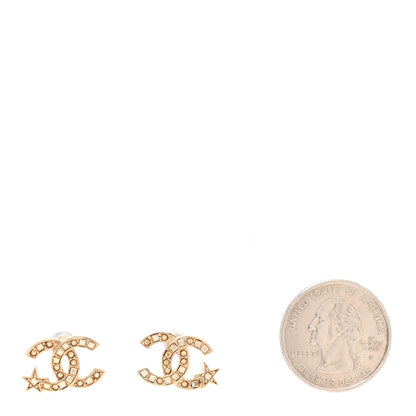 Chanel Crystal CC Starfall Earrings Gold 2 of 5