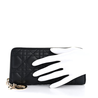 Christian Dior Lambskin Cannage Lady Dior Voyageur Wallet Black 2 of 11