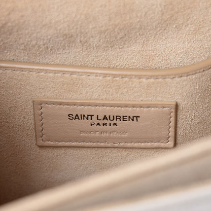 Saint Laurent Calfskin Crocodile Embossed Medium Bellechasse Satchel Off White 6 of 9