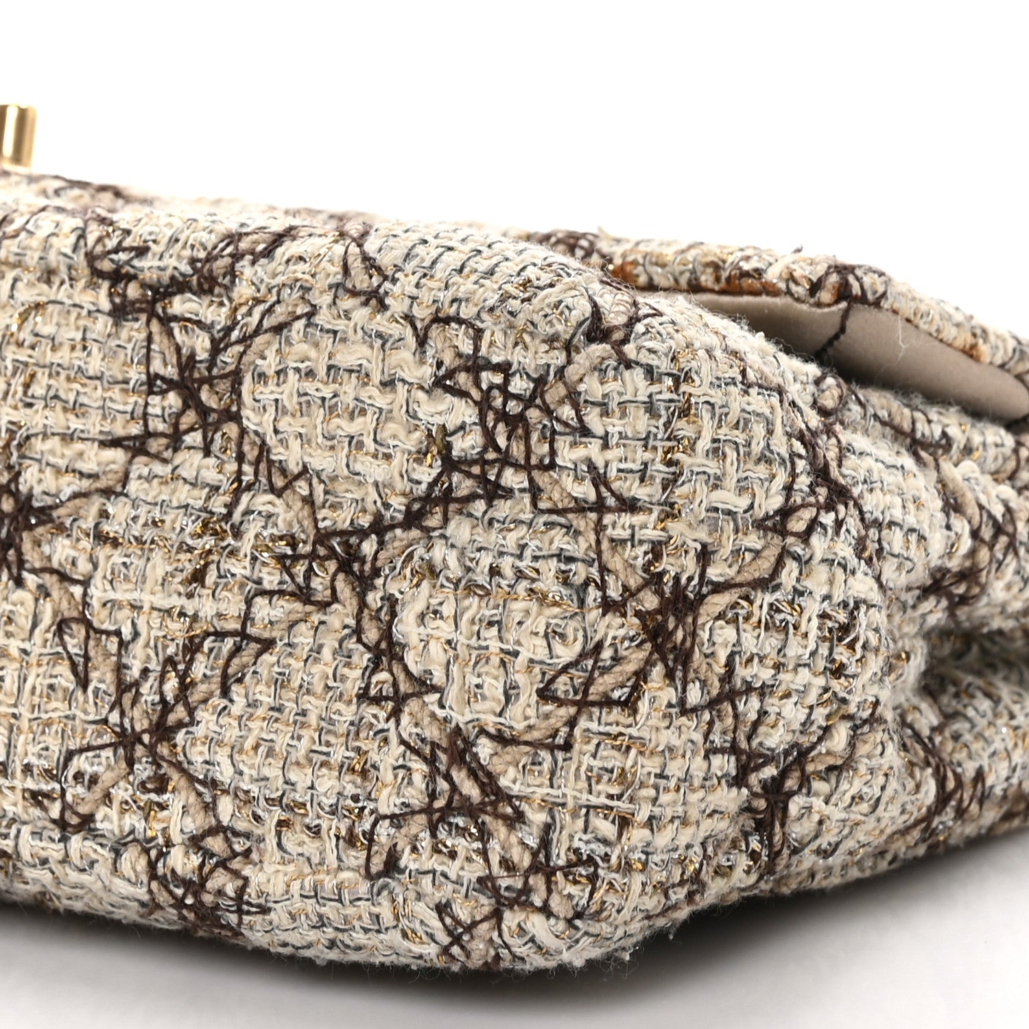 Chanel Metallic Tweed Quilted Medium Single Flap Beige Multicolor 10 of 12