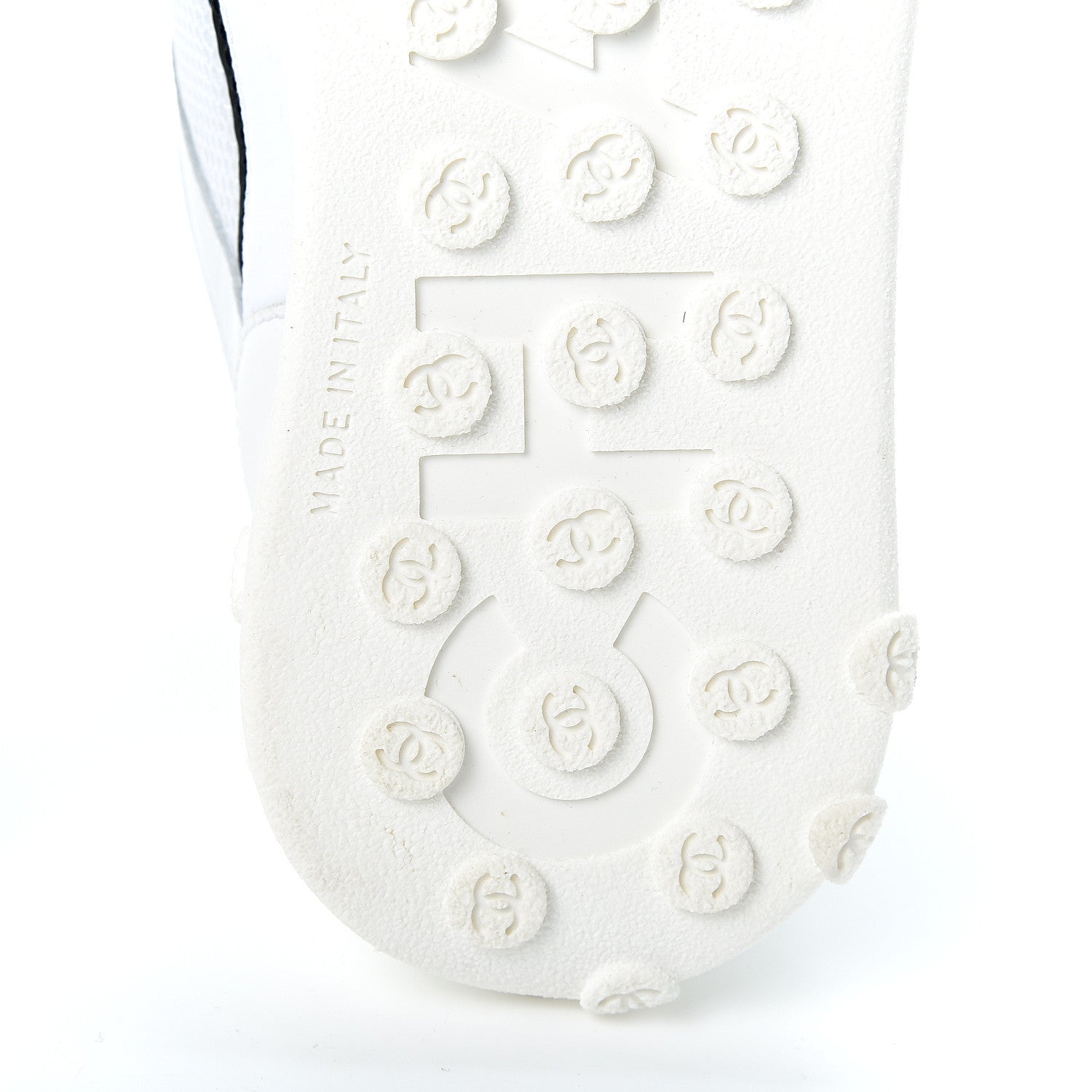 Chanel Calfskin Mesh Lycra Womens Logo Sneakers 38 White 7 of 9