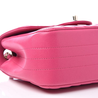 Chanel Lambskin Chevron Quilted Mini Square Flap Fuchsia 8 of 11