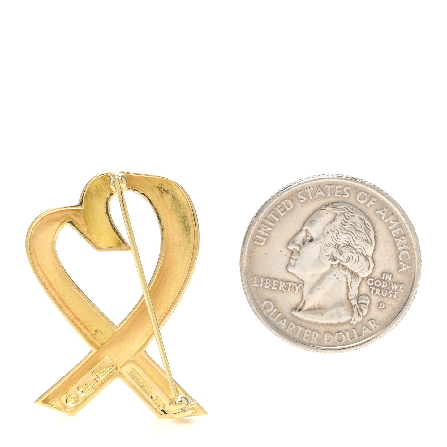 18K Yellow Gold Paloma Picasso Loving Heart Pin Brooch