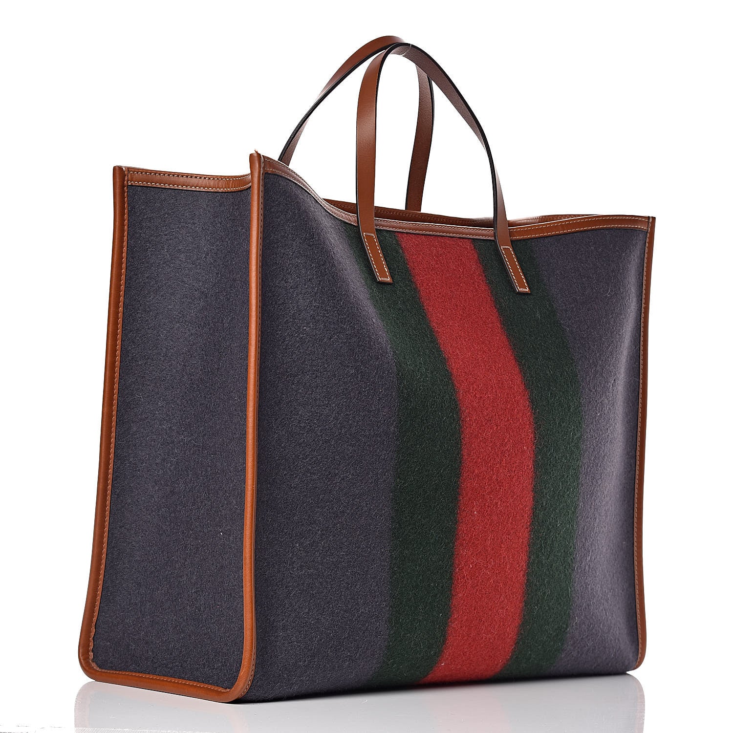Gucci Felt Large Signature Web Tote Grey 3 of 9
