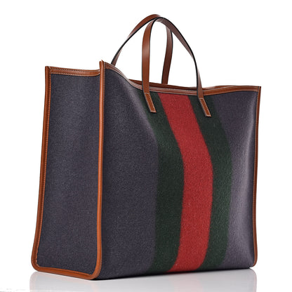 Gucci Felt Large Signature Web Tote Grey 3 of 9