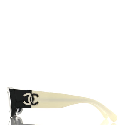 Chanel Acetate Rectangle Sunglasses 5525 Black White 3 of 7