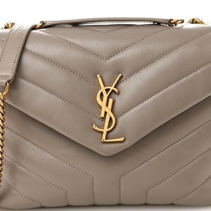 Saint Laurent Calfskin Y Quilted Monogram Small Loulou Chain Satchel Greyish Brown 8 of 11