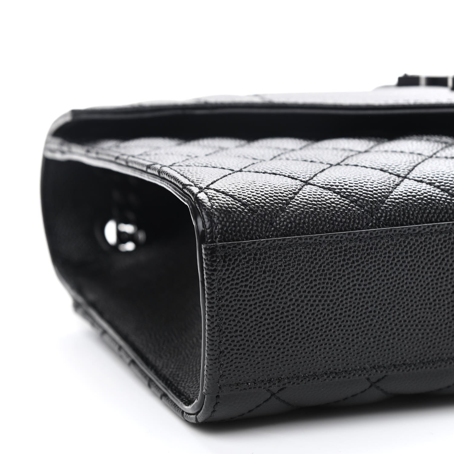 Saint Laurent Grain De Poudre Textured Mixed Matelasse Triquilt Medium Monogram Satchel Black 8 of 9