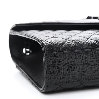 Saint Laurent Grain De Poudre Textured Mixed Matelasse Triquilt Medium Monogram Satchel Black 8 of 9