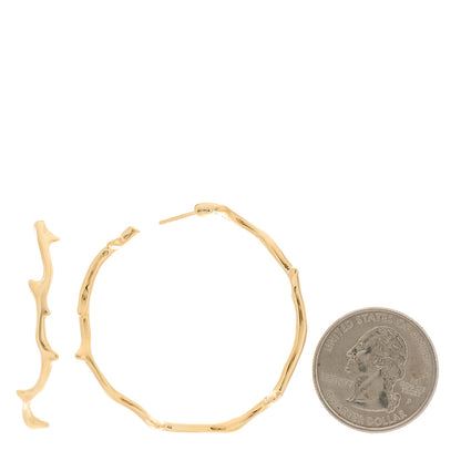 Christian Dior 18K Yellow Gold Large Bois de Rose Hoop Earrings 2 of 5