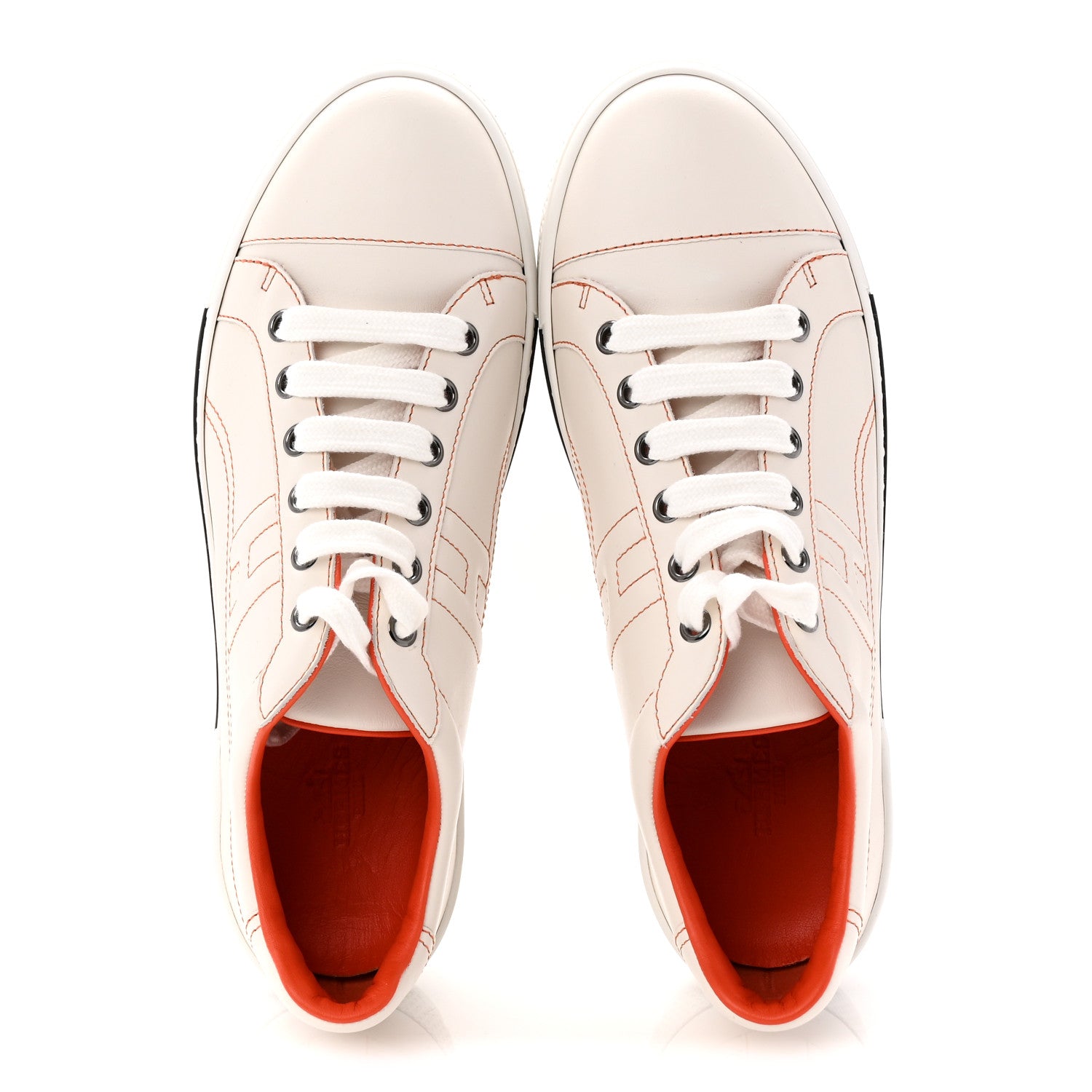 Hermes Calfskin Womens Voltage Sneakers 38 White Orange 5 of 10