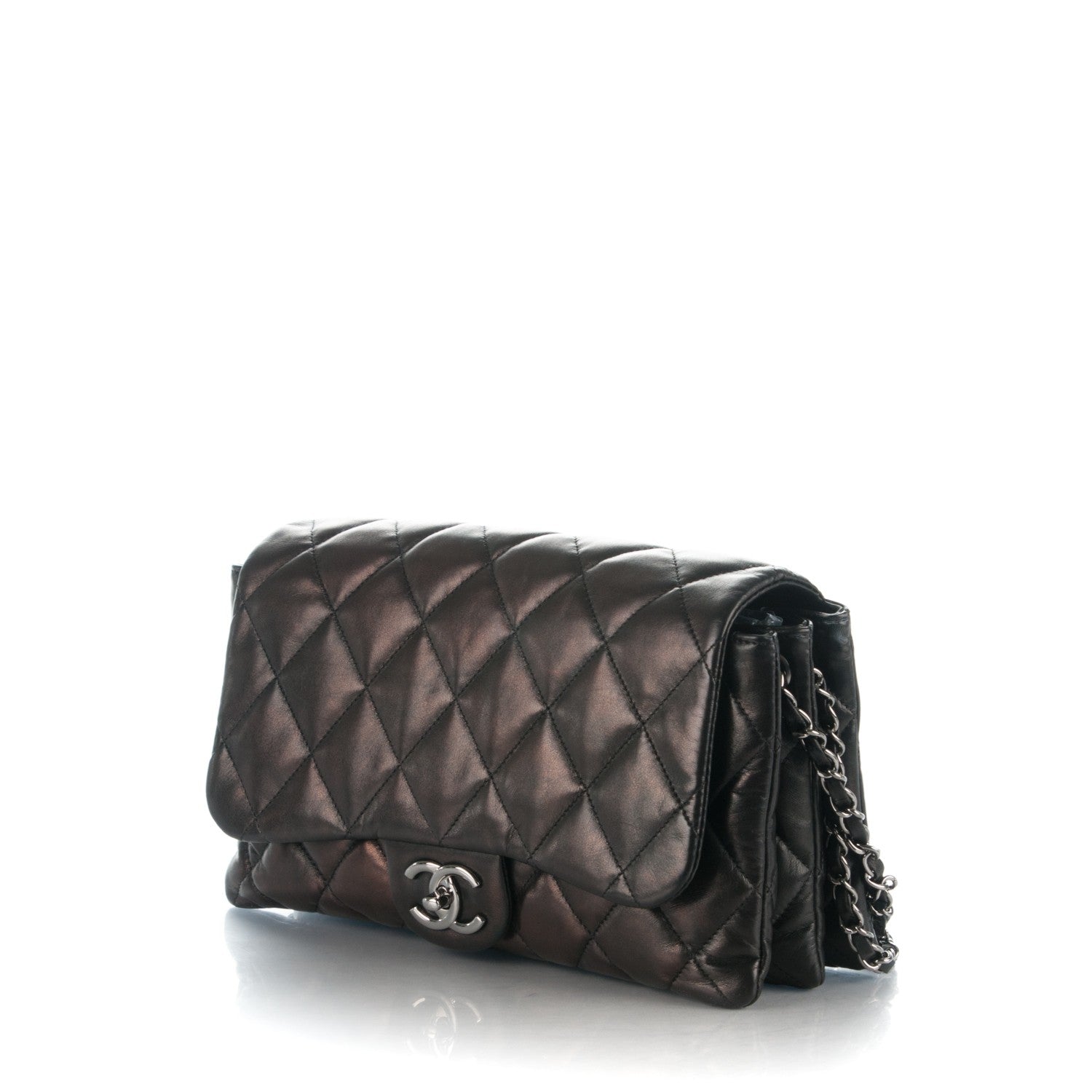 Chanel Lambskin Quilted 3 Accordion Flap Bag Black 3 of 7