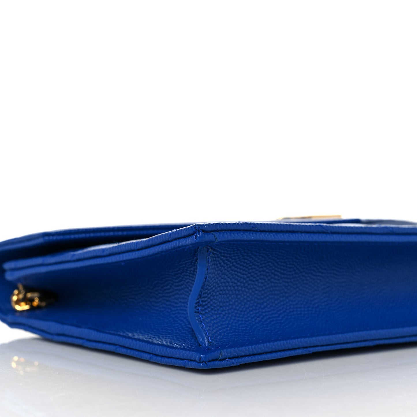 Grain De Poudre Matelasse Chevron Monogram Envelope Chain Wallet Blue Majorelle