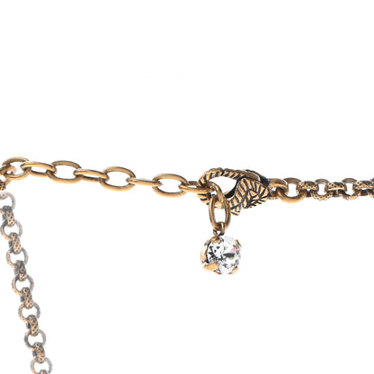 Gucci Crystal Embellished Double G Necklace Aged Gold 4 of 6