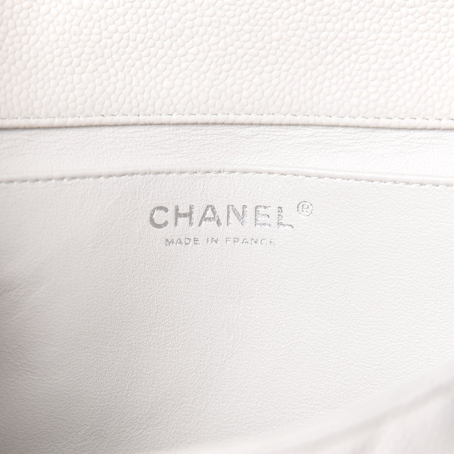 Caviar Quilted Clutch With Chain Flap White