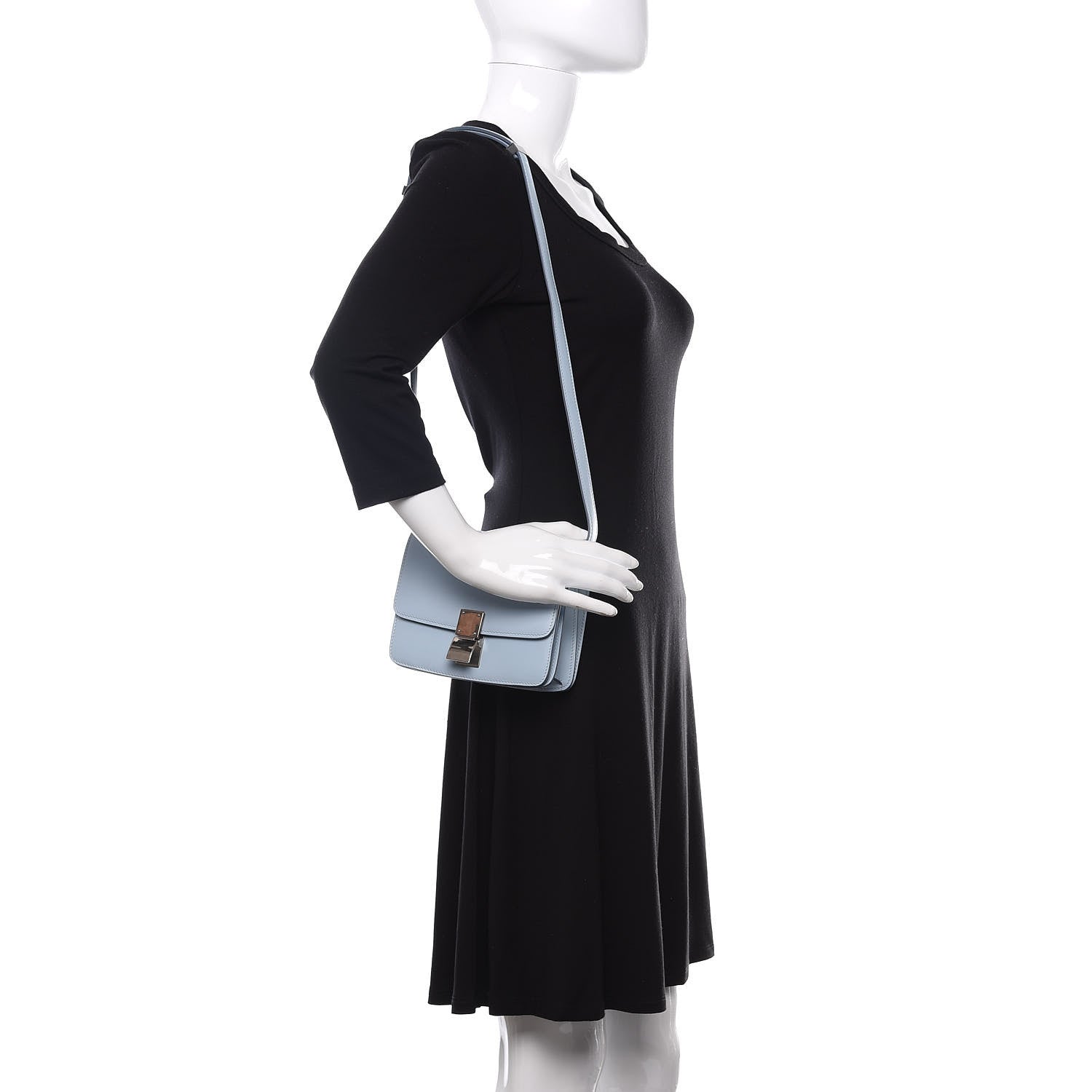 Celine Smooth Calfskin Small Classic Box Flap Bag Pale Blue 2 of 11