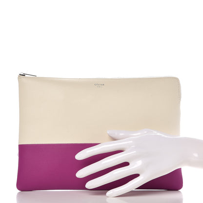 Celine Lambskin Bi-Color Solo Clutch Pouch White Magenta 2 of 8