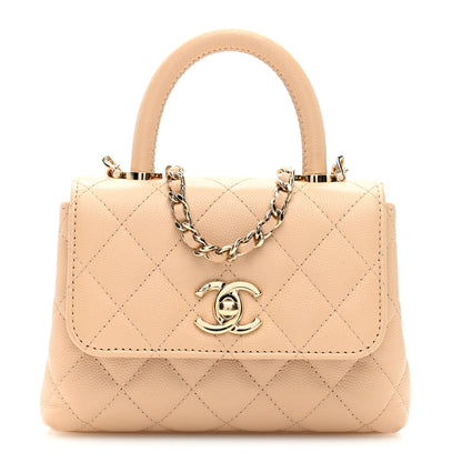 Chanel Caviar Quilted Coco Handle Clutch With Chain Beige 1 of 10
