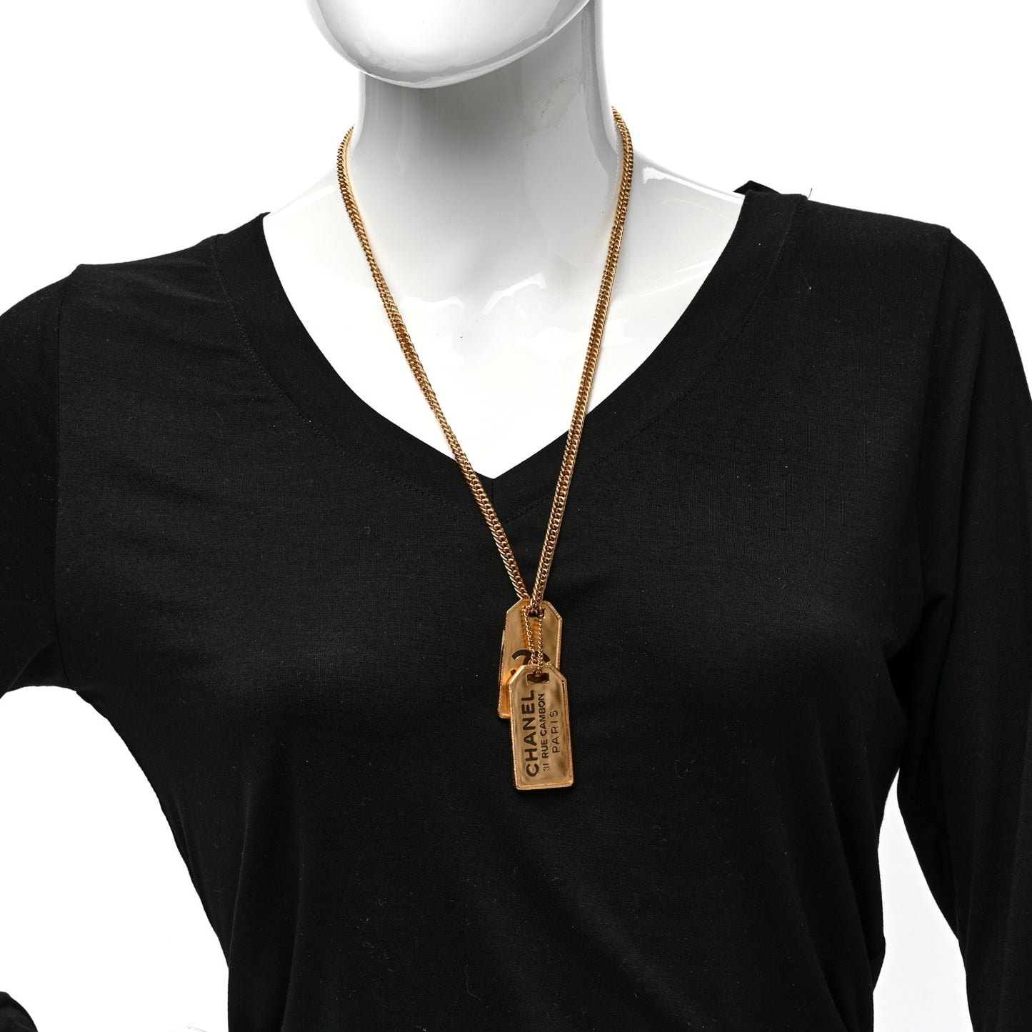 ID Dog Tag Charm Necklace Gold