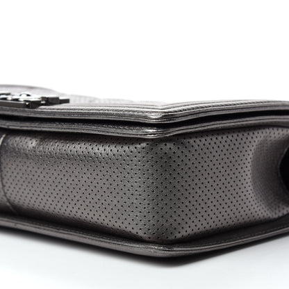 Chanel Metallic Lambskin Perforated New Medium Boy Flap Dark Silver 7 of 13