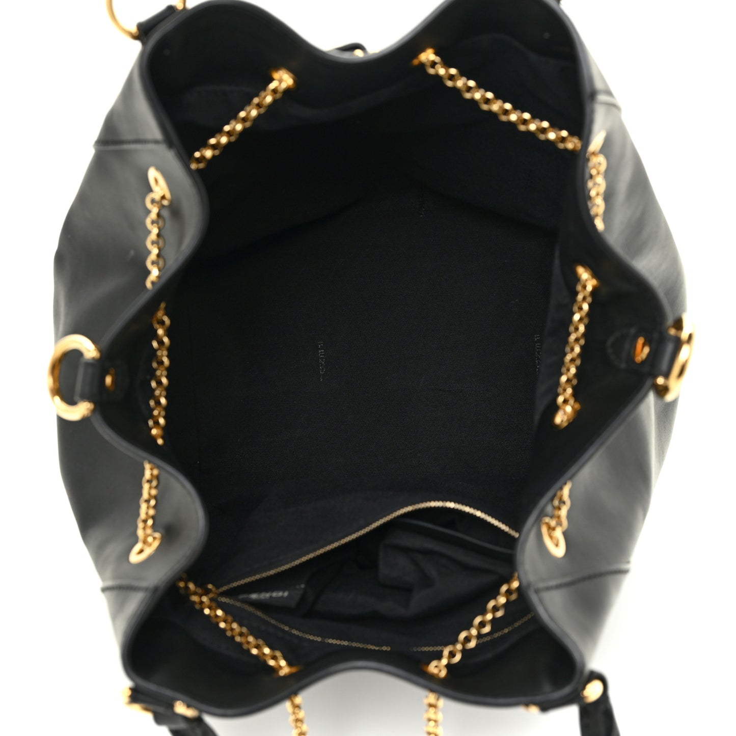 Vitello Grace King Karligraphy Chain Bucket Bag Black Bisquit